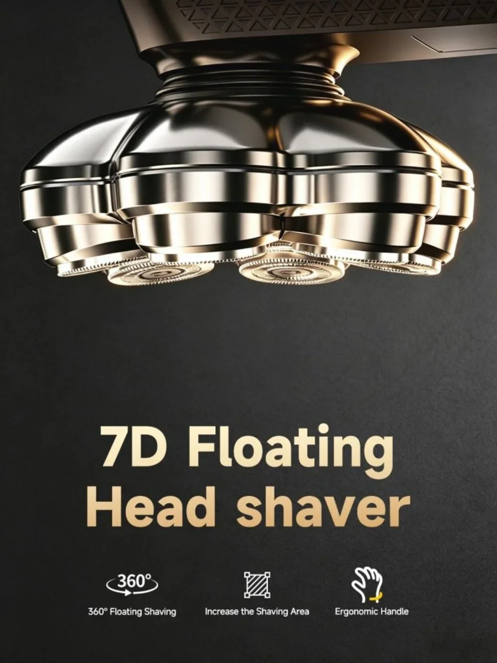 7D Floating Head Bald Shaver & 5-in-1 Grooming Kit, Waterproof, Travel-Ready